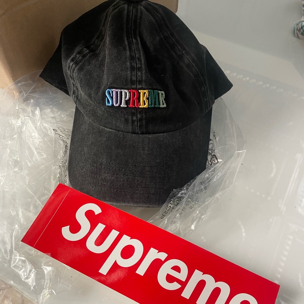 Supreme Black Cap with Multicolor Logo